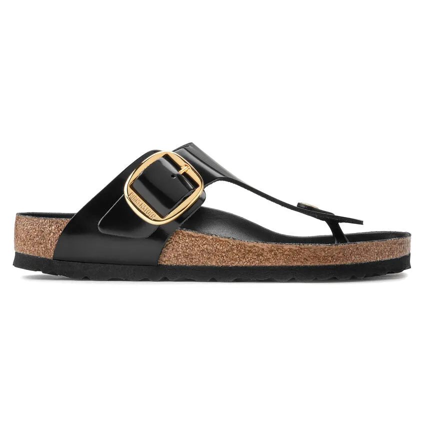 Black Leather Buckle Sandals