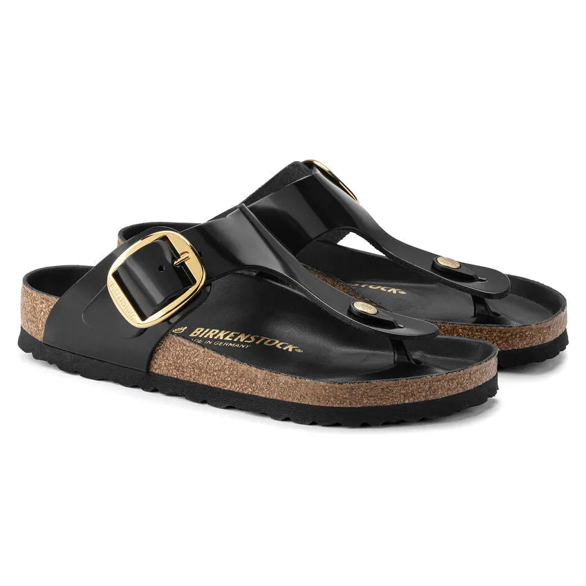 Black Leather Buckle Sandals