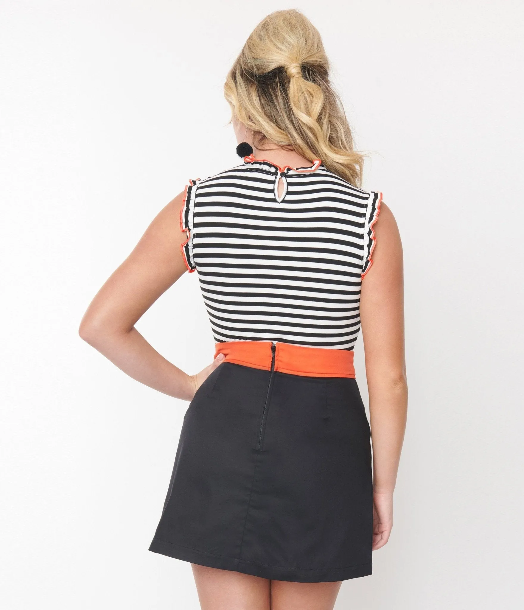 Black & White Stripe Ruffle Tank Top