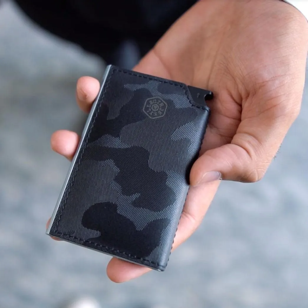 Black Camo Slim Card Slide Wallet