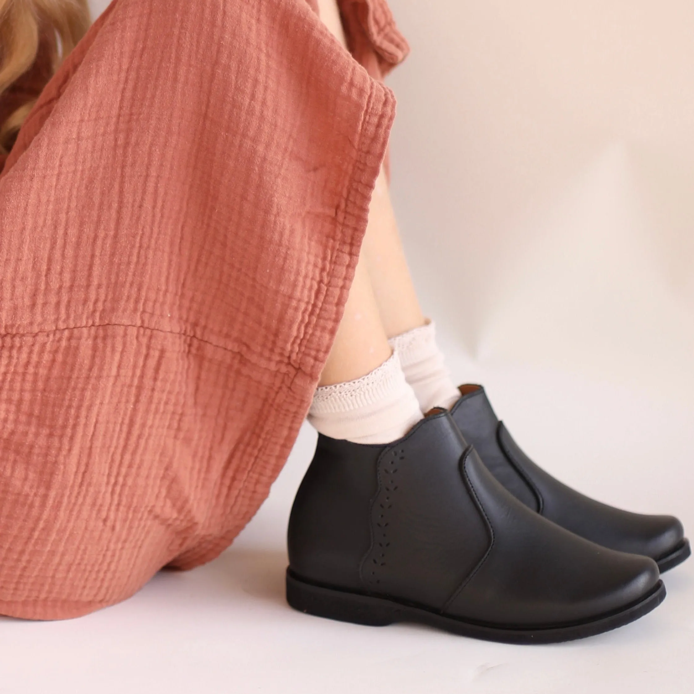 Black Ophelia Children's Leather Boots