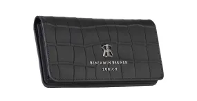 BNJ Phone Wallet Case Black Matt Crocodile Calfskin