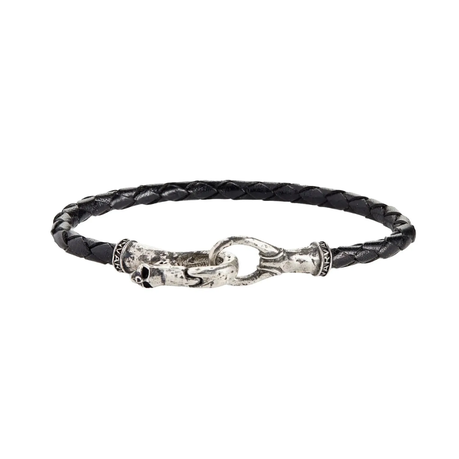 Edgy Skull Clasp Braided Leather Bracelet