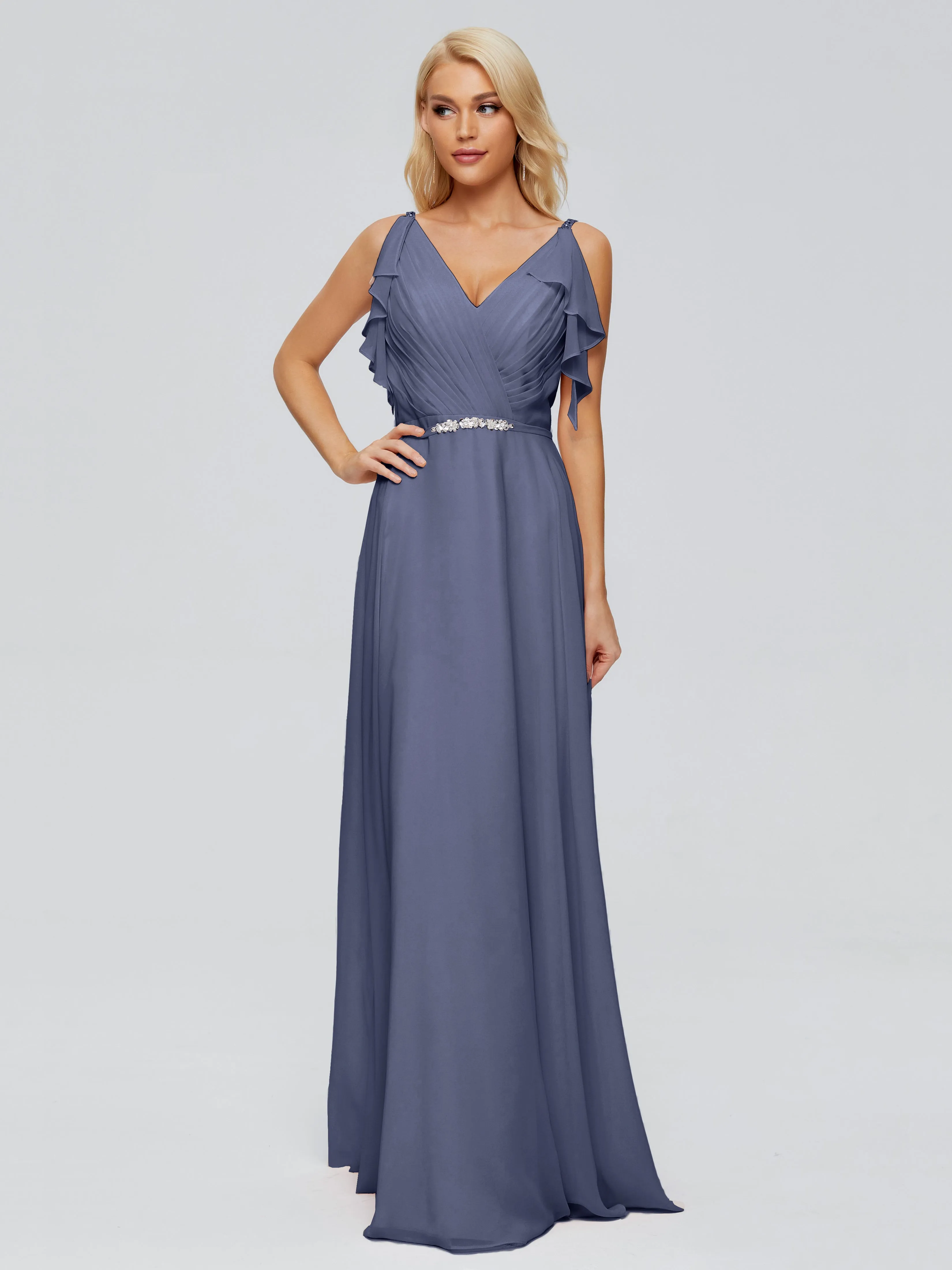 V-Back A-Line Evening Gown