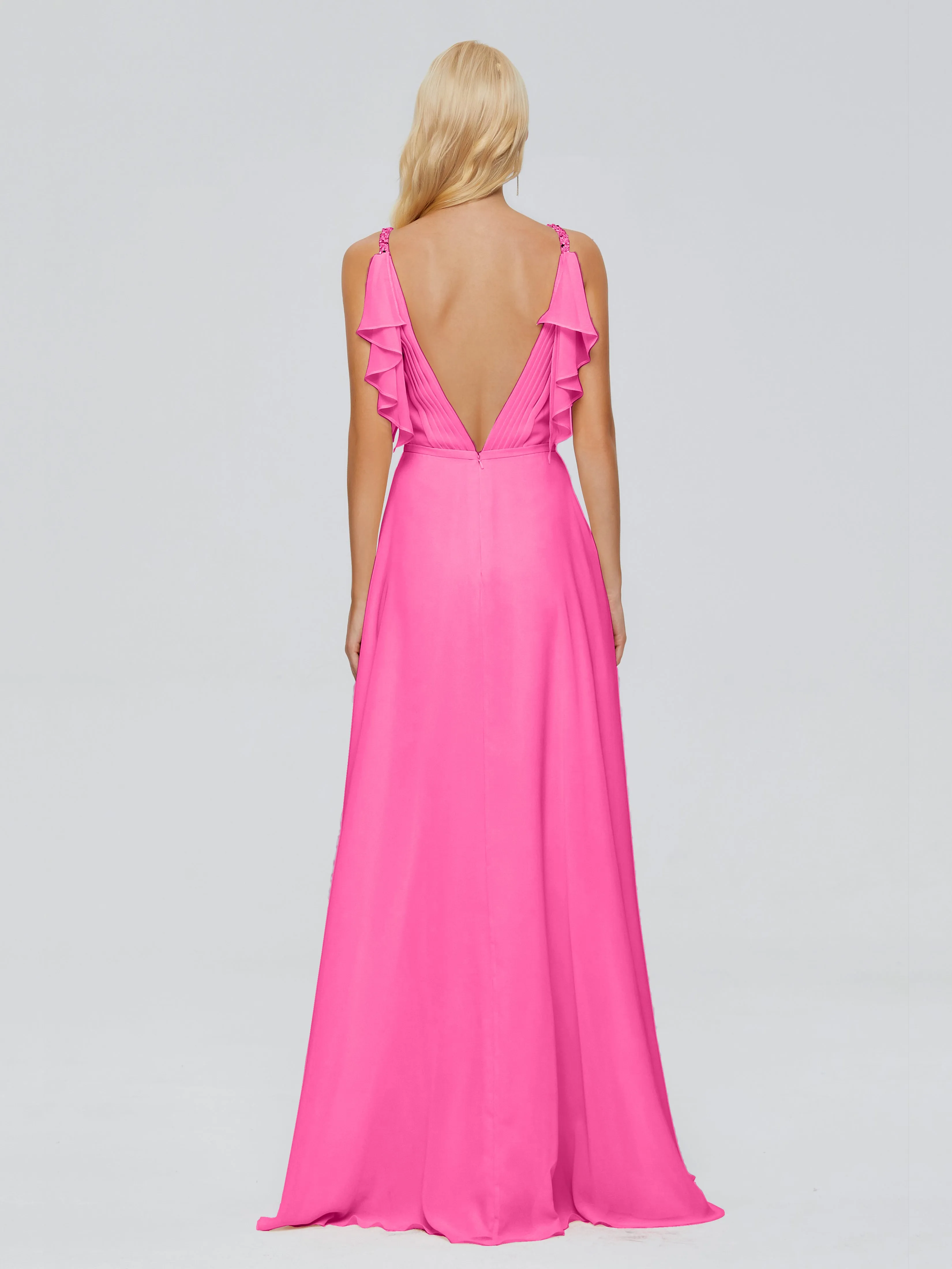 V-Back A-Line Evening Gown