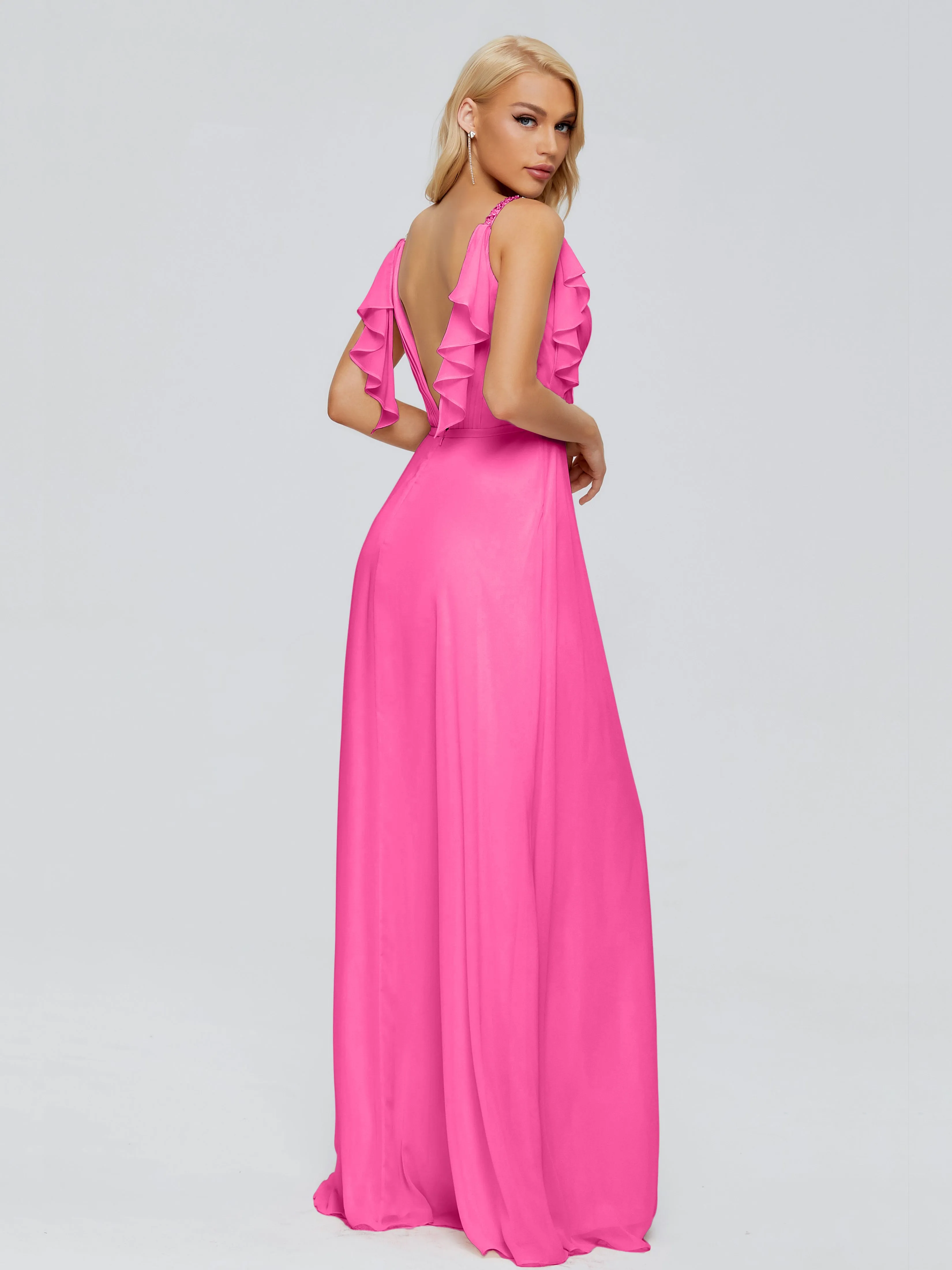 V-Back A-Line Evening Gown