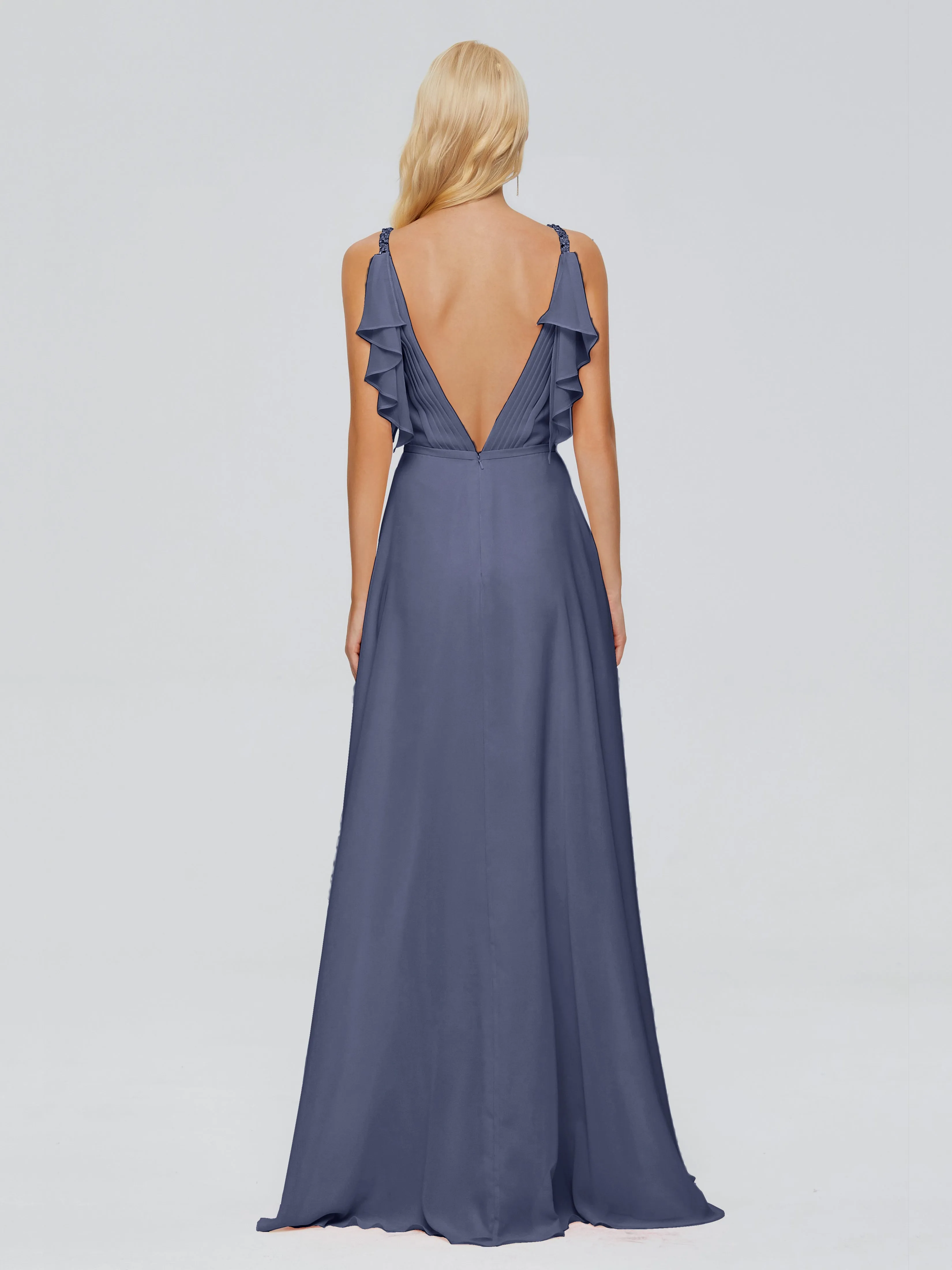 V-Back A-Line Evening Gown