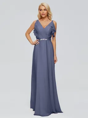 V-Back A-Line Evening Gown