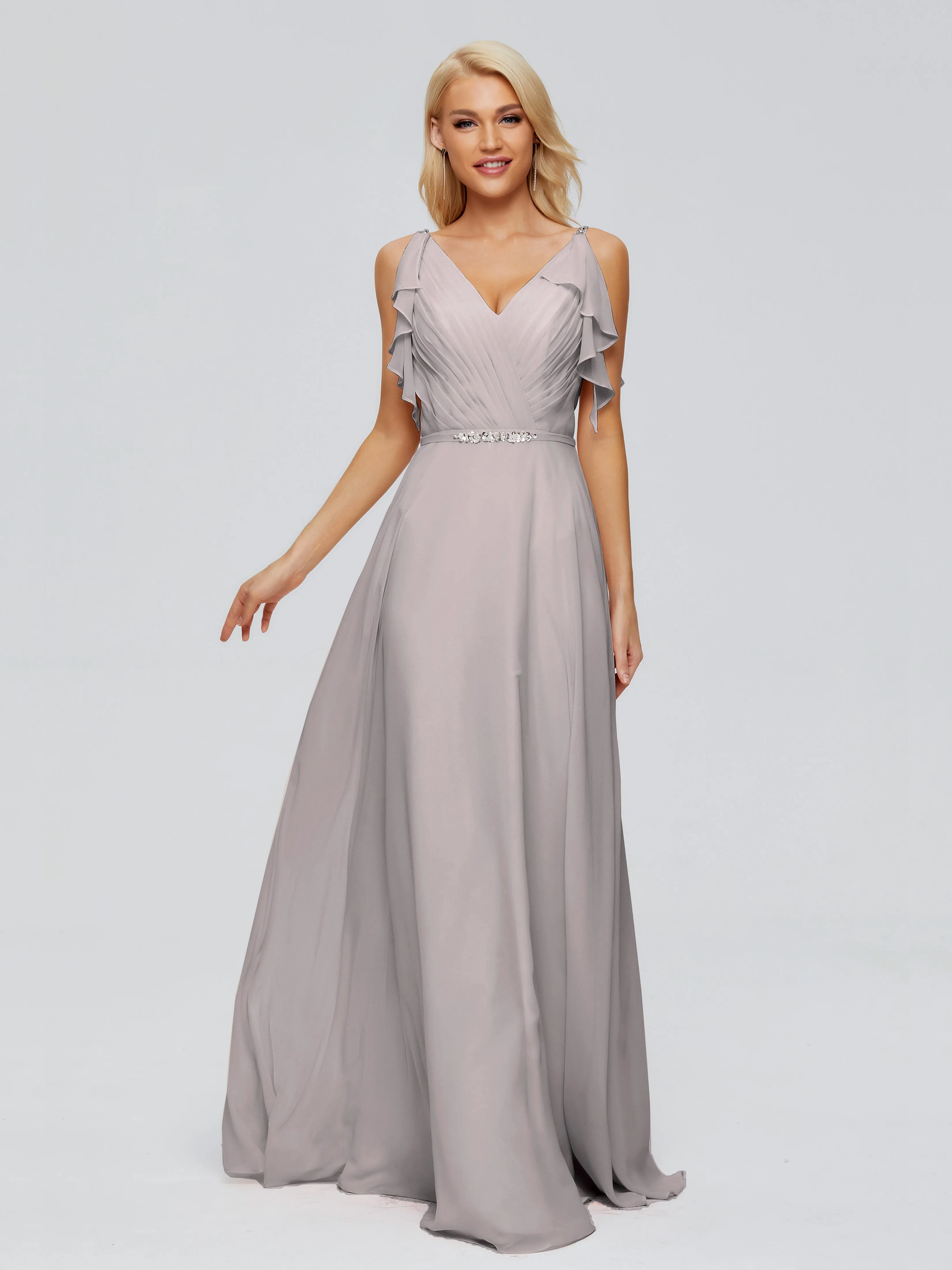 V-Back A-Line Evening Gown