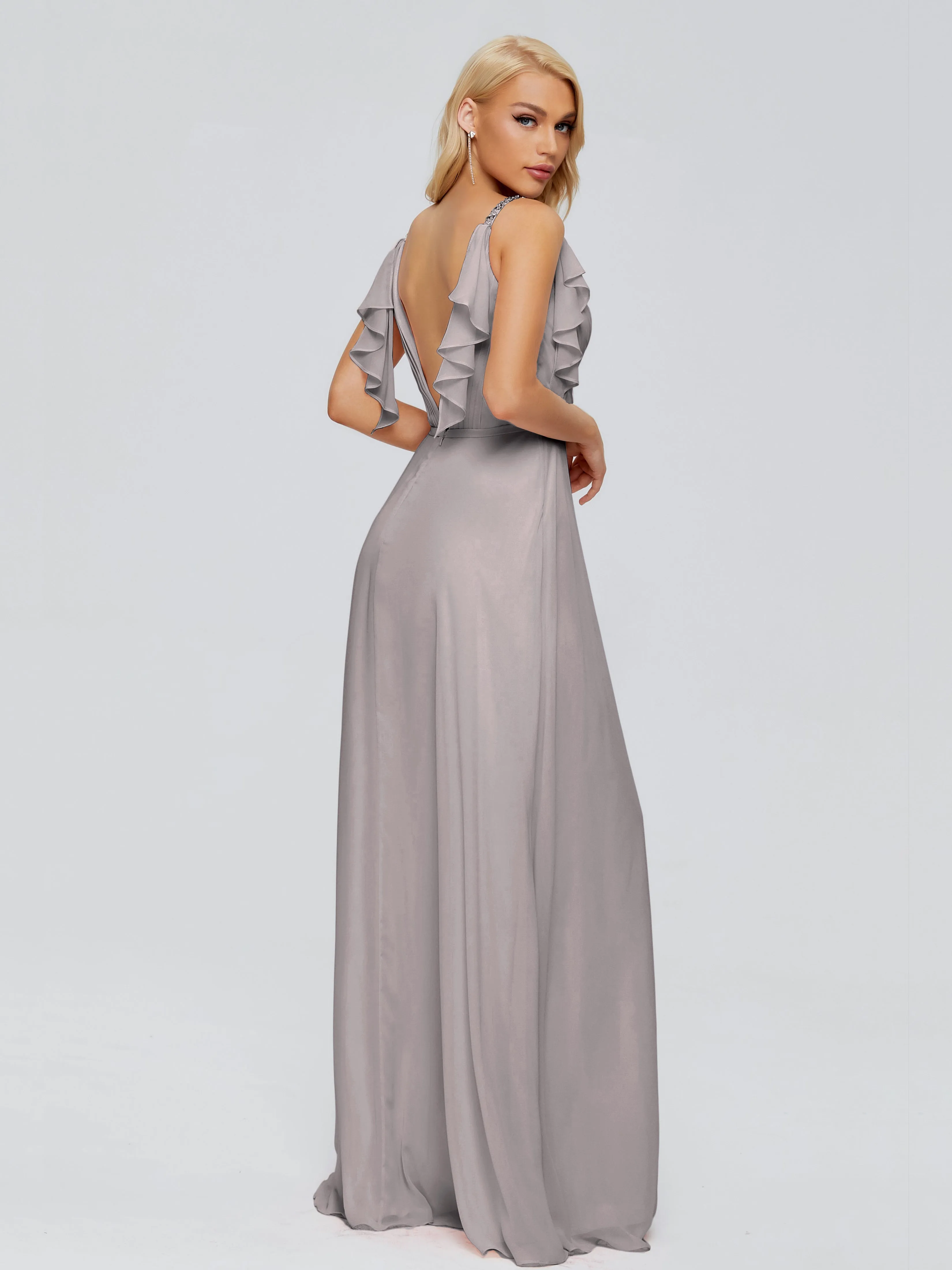 V-Back A-Line Evening Gown