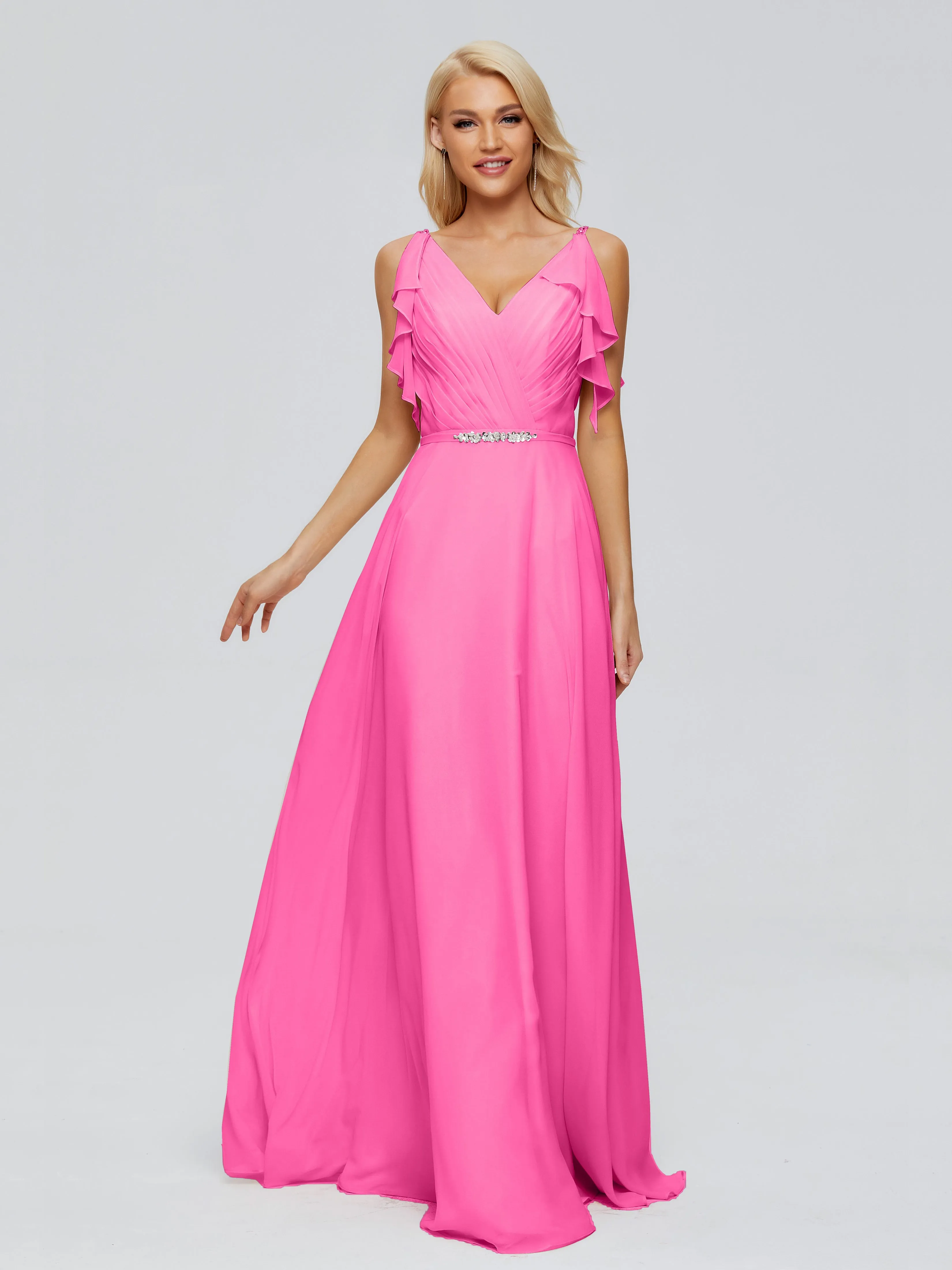 V-Back A-Line Evening Gown