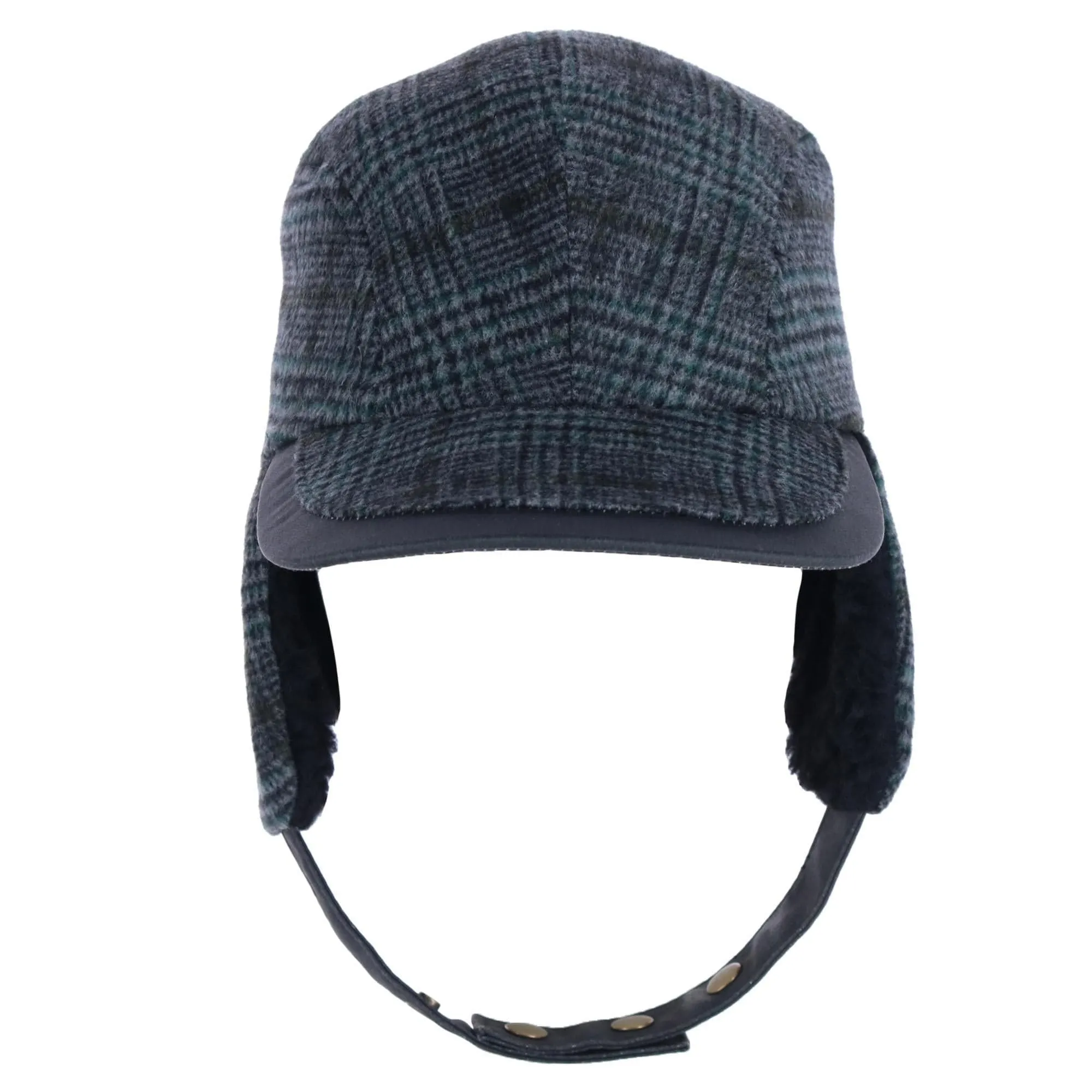 Warm Houndstooth Cap with Fleece Lining