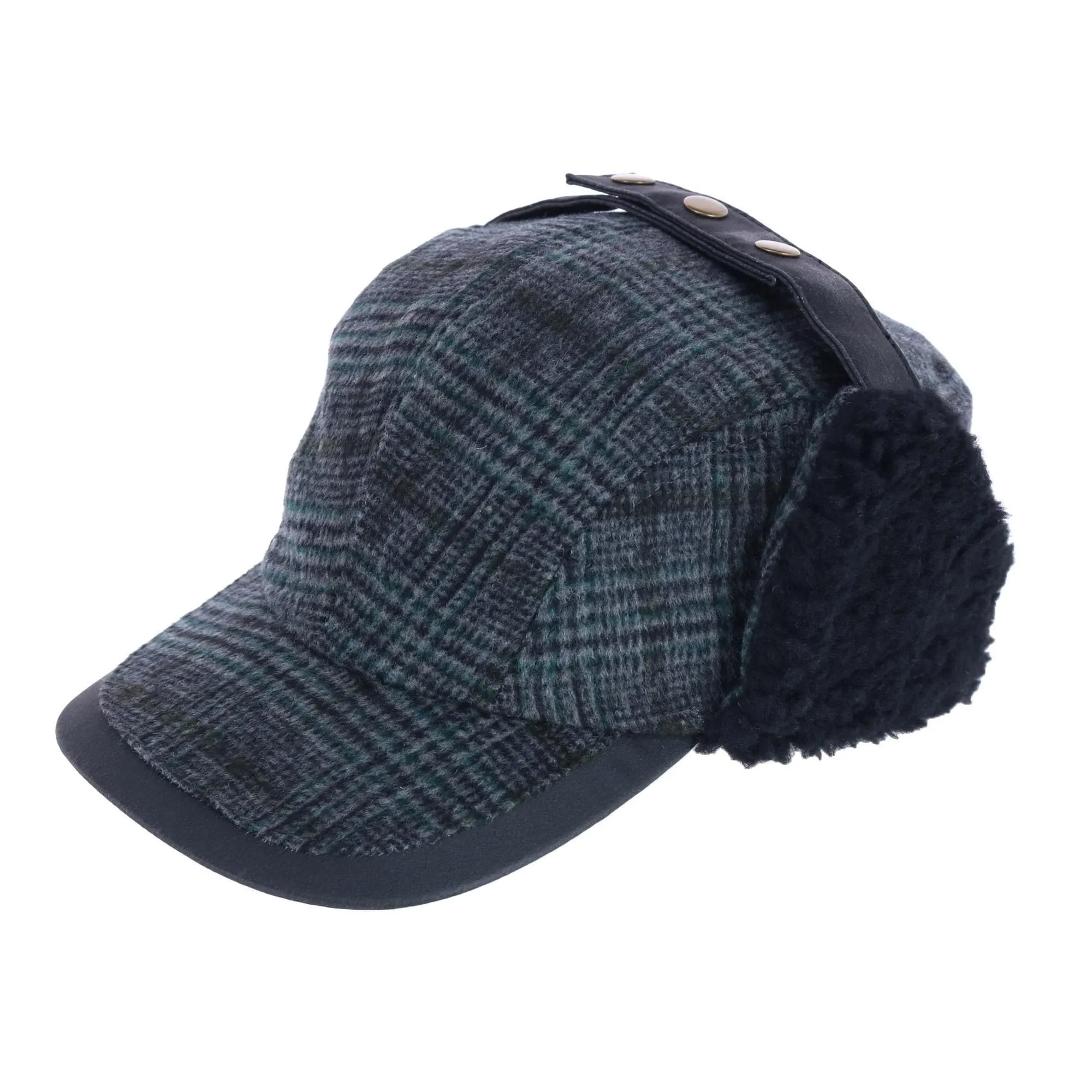 Warm Houndstooth Cap with Fleece Lining