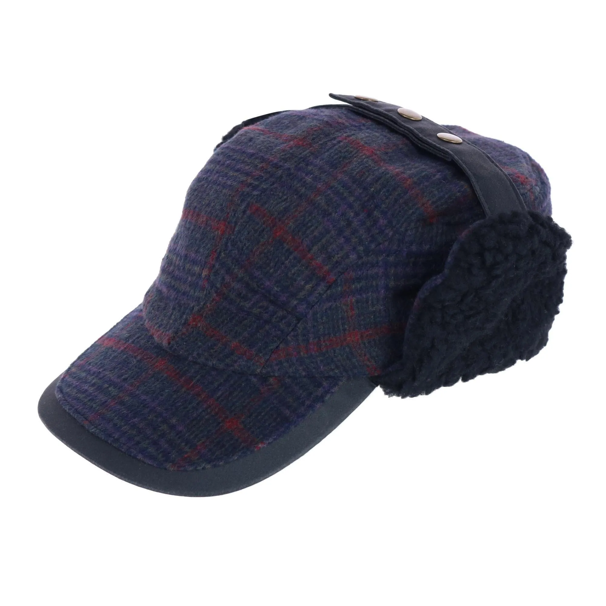 Warm Houndstooth Cap with Fleece Lining