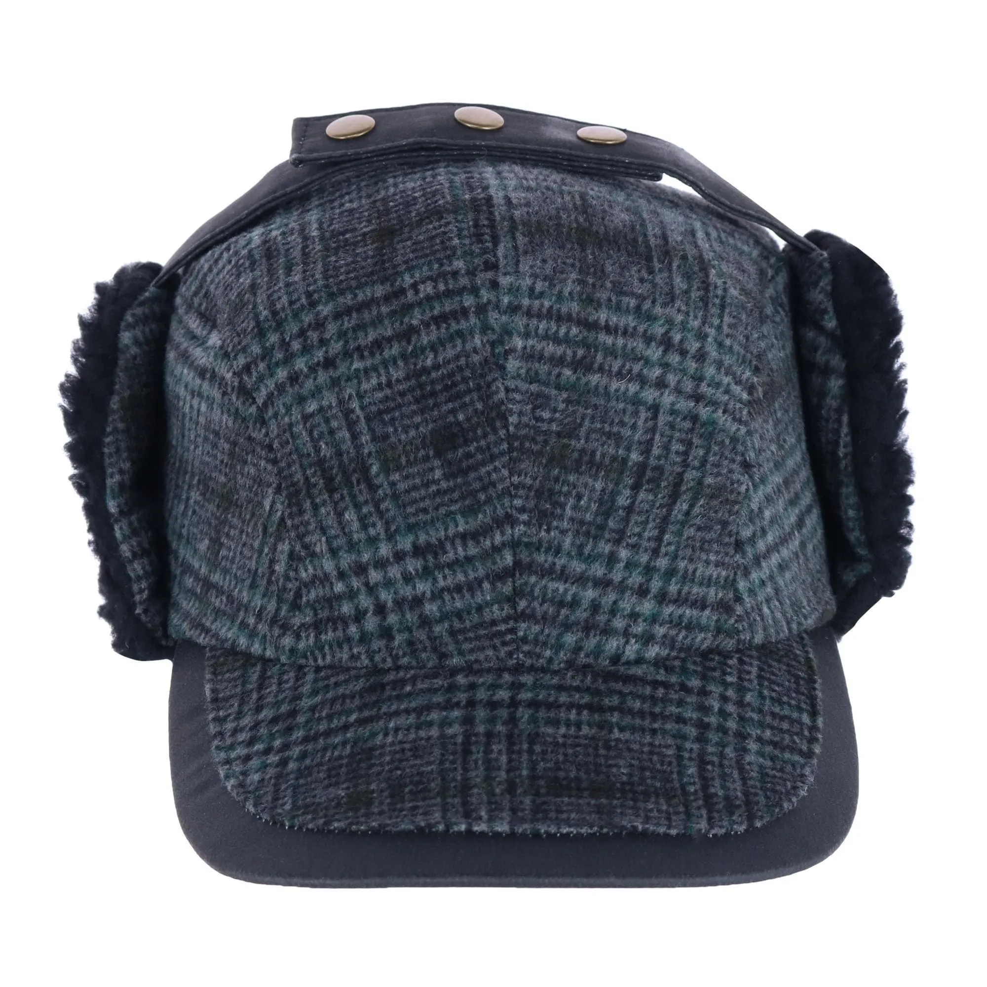 Warm Houndstooth Cap with Fleece Lining