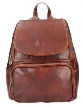 Brown leather backpack zeffy