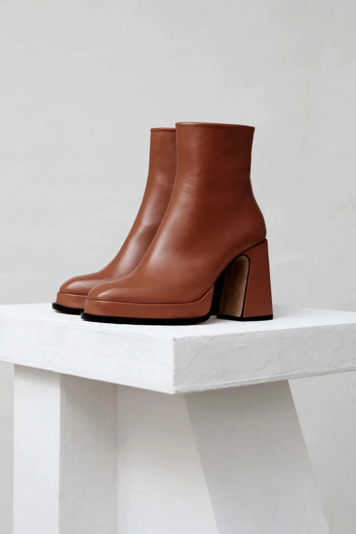 Brown Leather Calf Boots