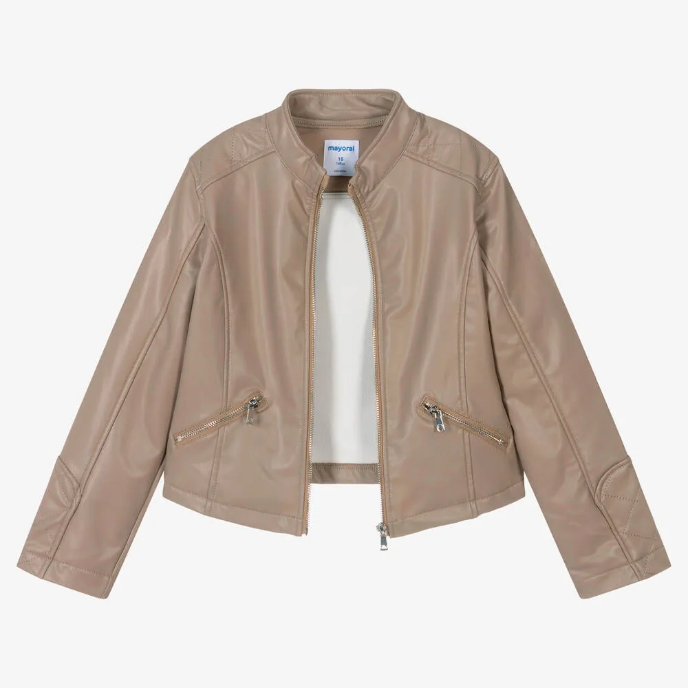 Brown Leather-Like Coat