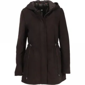 Brown Nubuck Leather Hooded Coat for Women