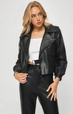 Buckle Detail Faux Leather Jacket