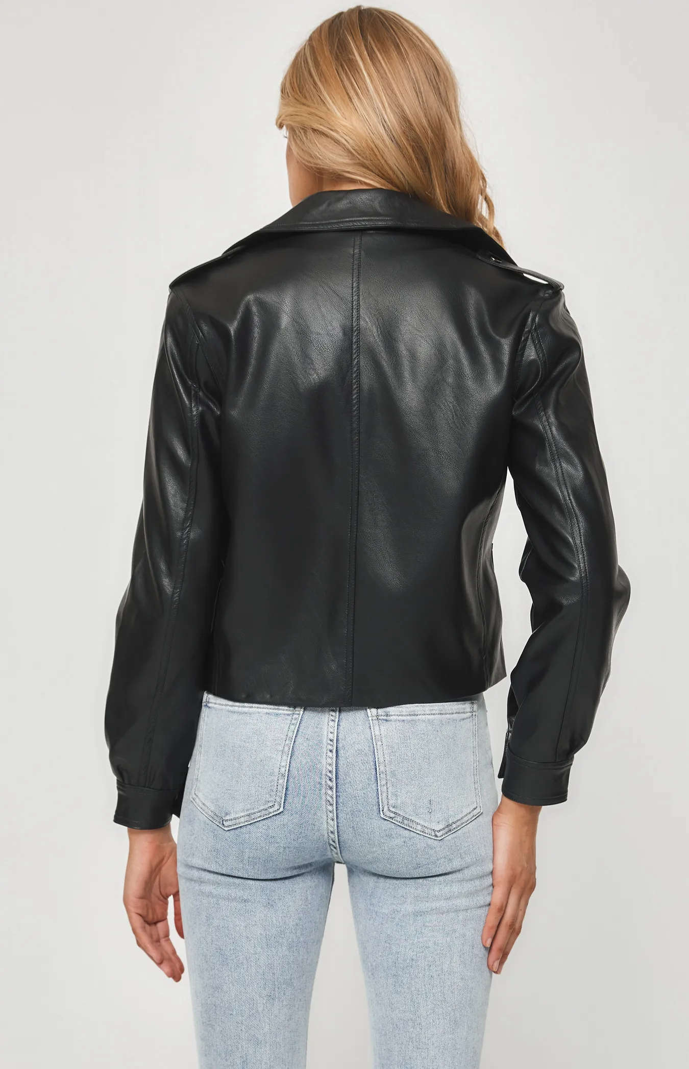 Buckle Detail Faux Leather Jacket