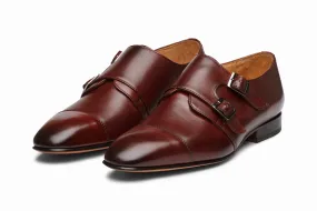 Fashionable Off-Centered Monkstrap Shoe - Burgundy