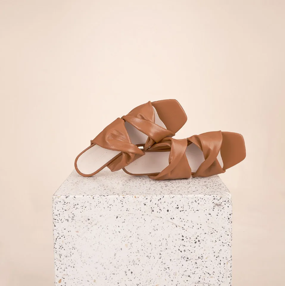 Lido Caramel Nappa Sandals SAMPLE SALE FINAL SALE