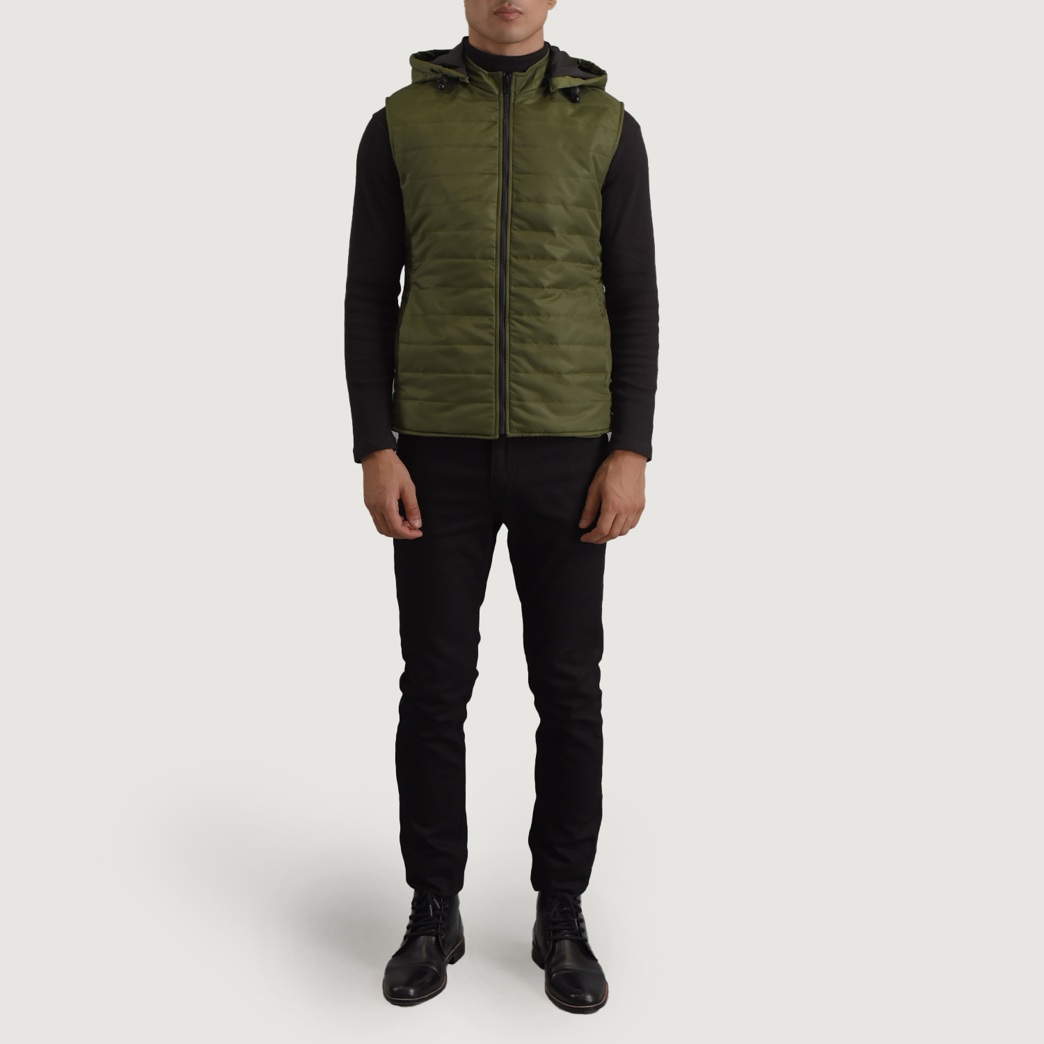 Green Carlo Hooded Puffer Vest