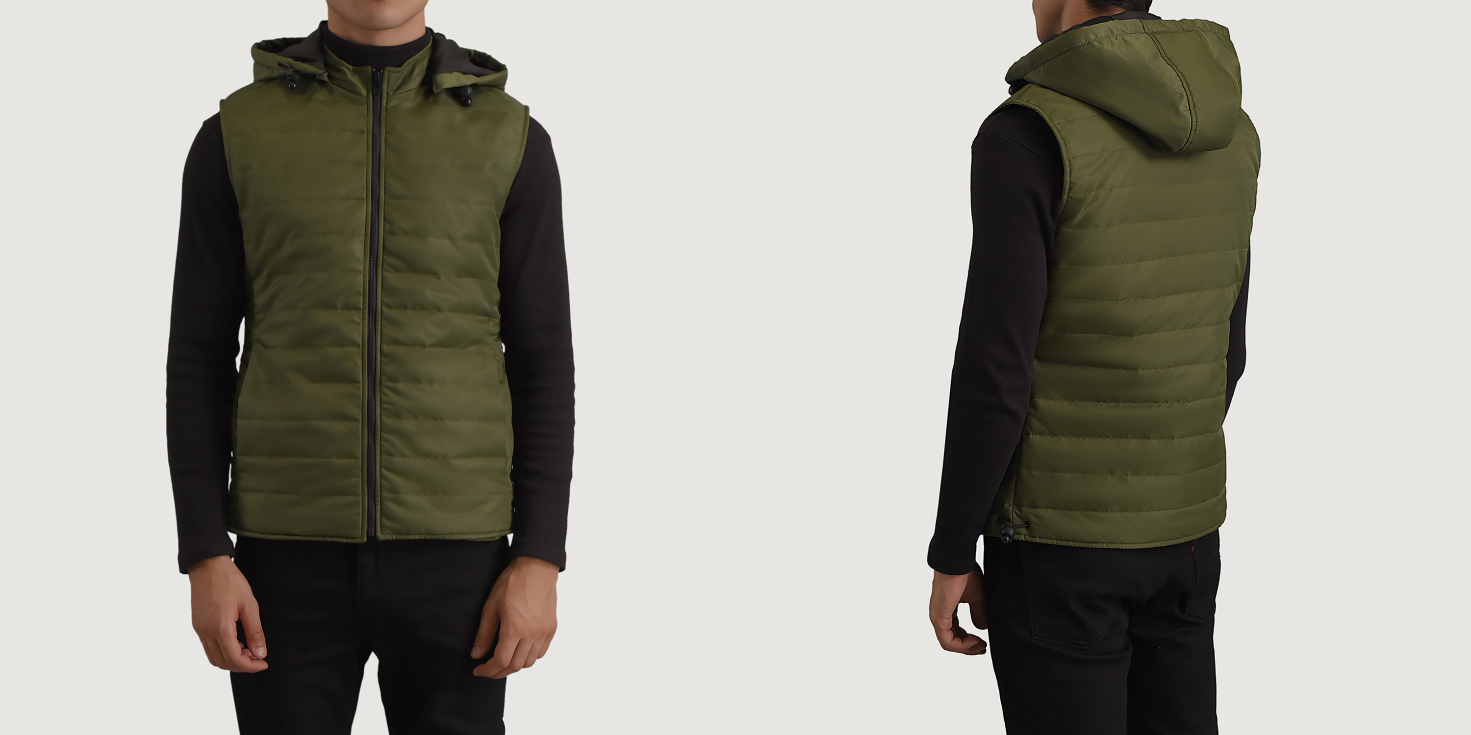 Green Carlo Hooded Puffer Vest