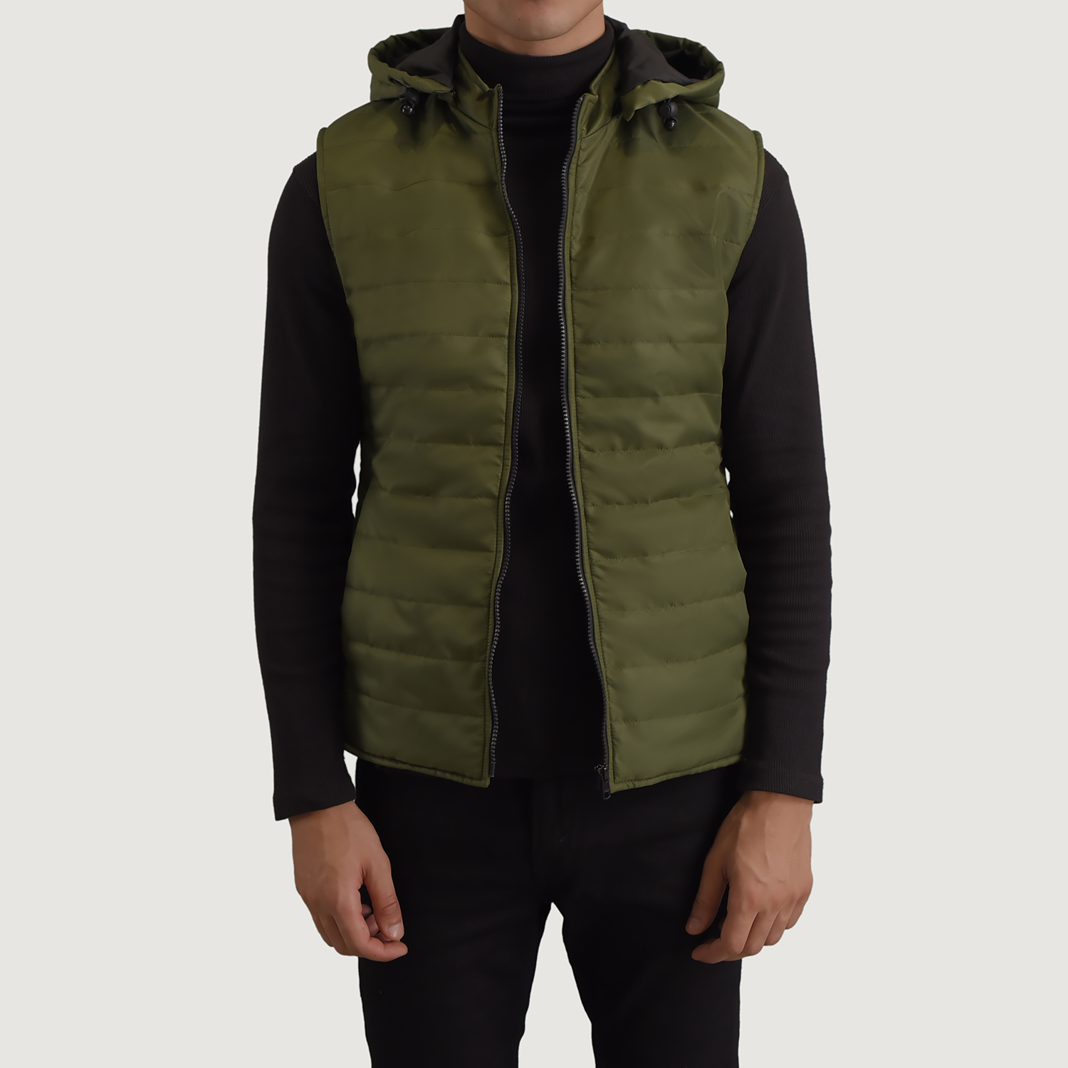 Green Carlo Hooded Puffer Vest