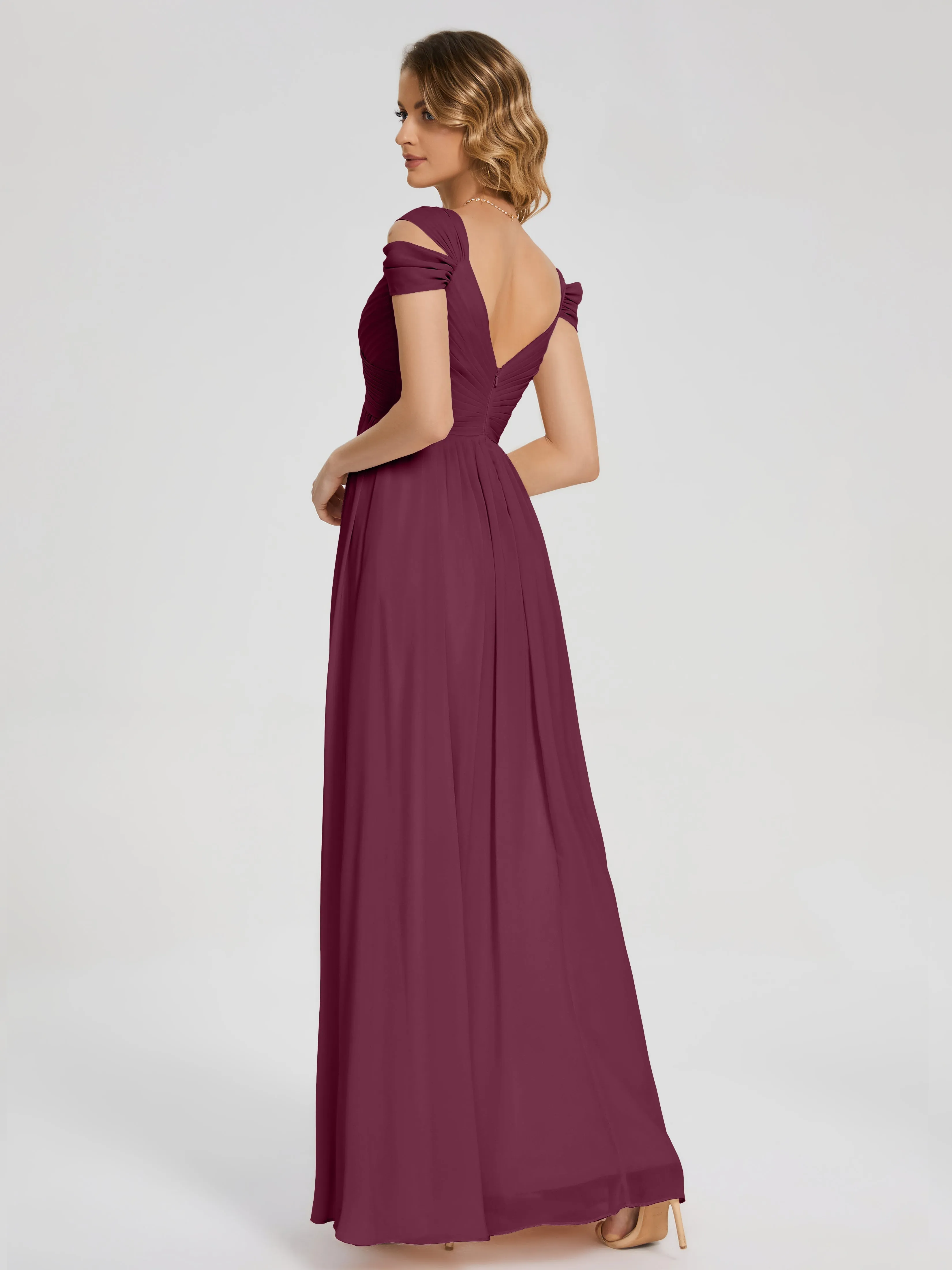 Trapeze V-Neck Chiffon Bridesmaid Dresses