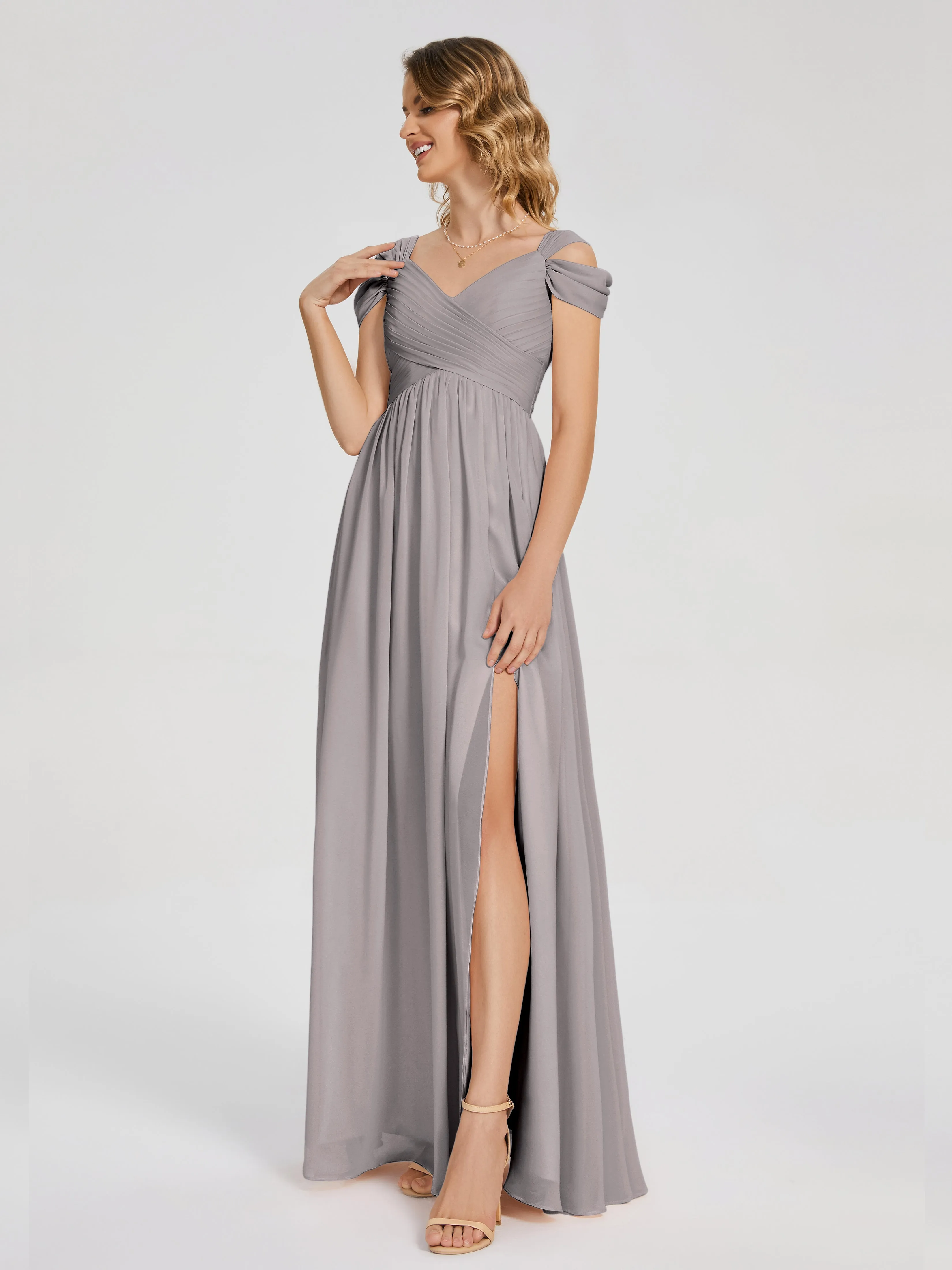 Trapeze V-Neck Chiffon Bridesmaid Dresses