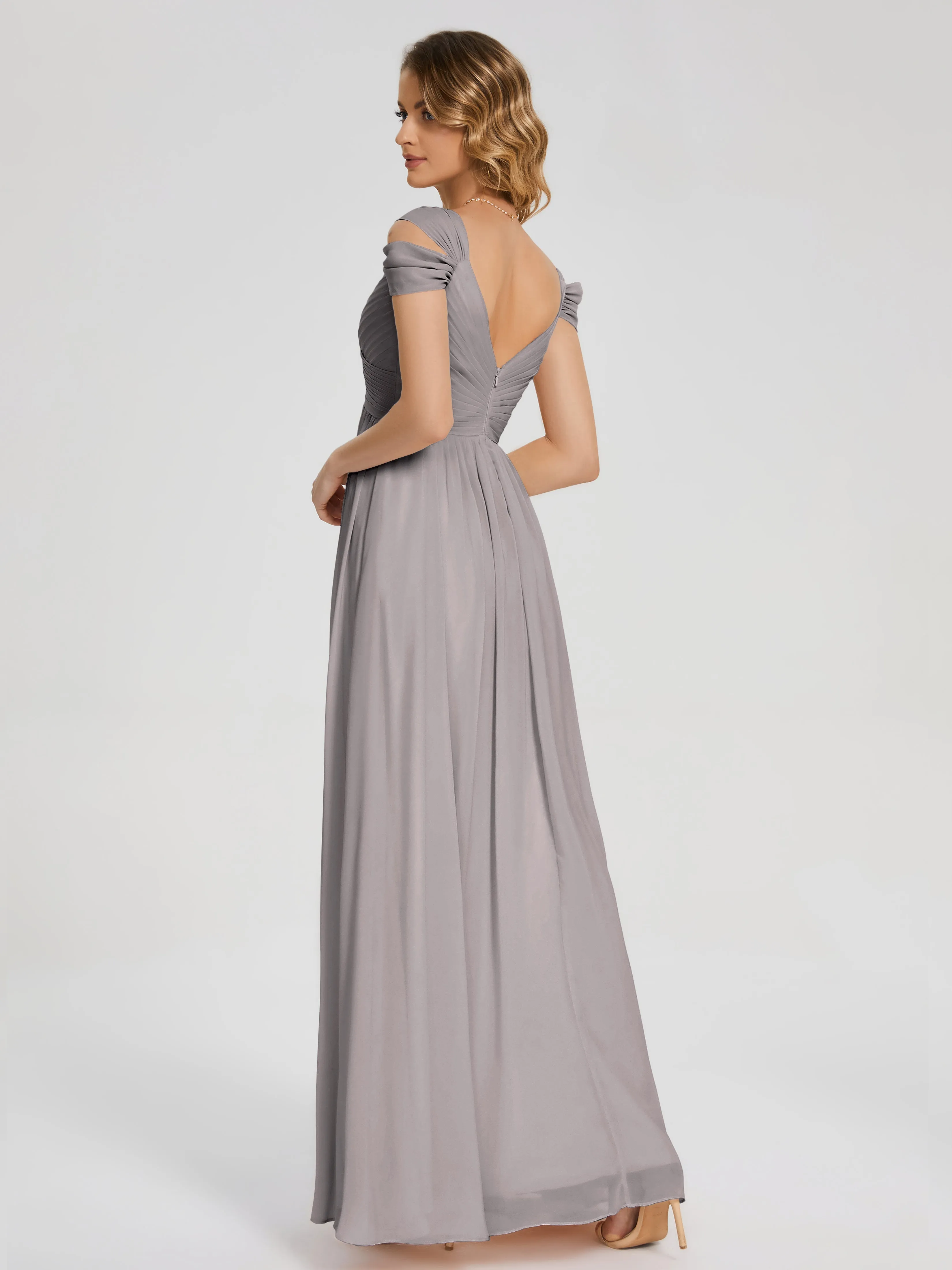 Trapeze V-Neck Chiffon Bridesmaid Dresses