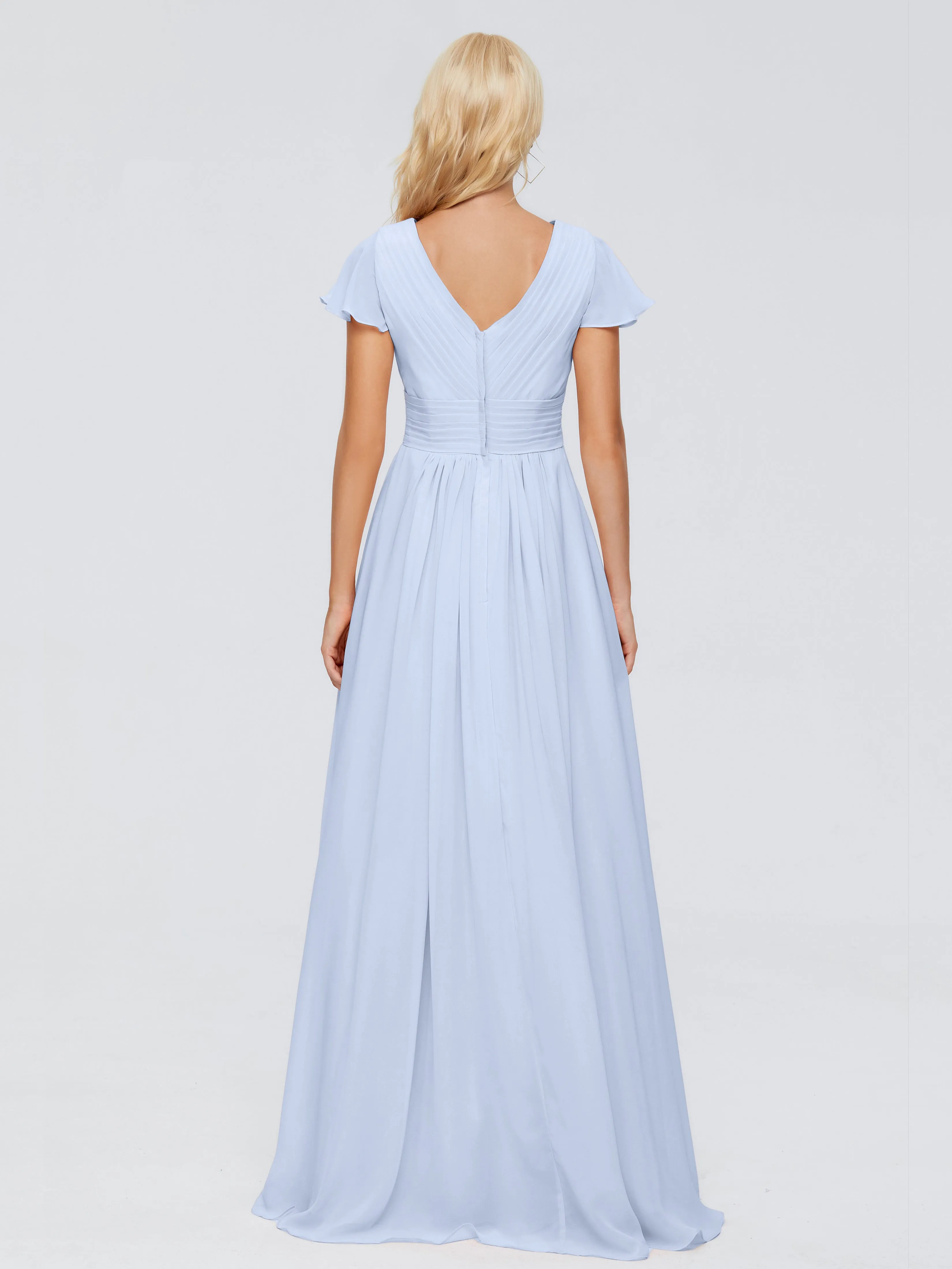 Lace Halter Open Back Chiffon Bridesmaid Dresses in PEACOCK