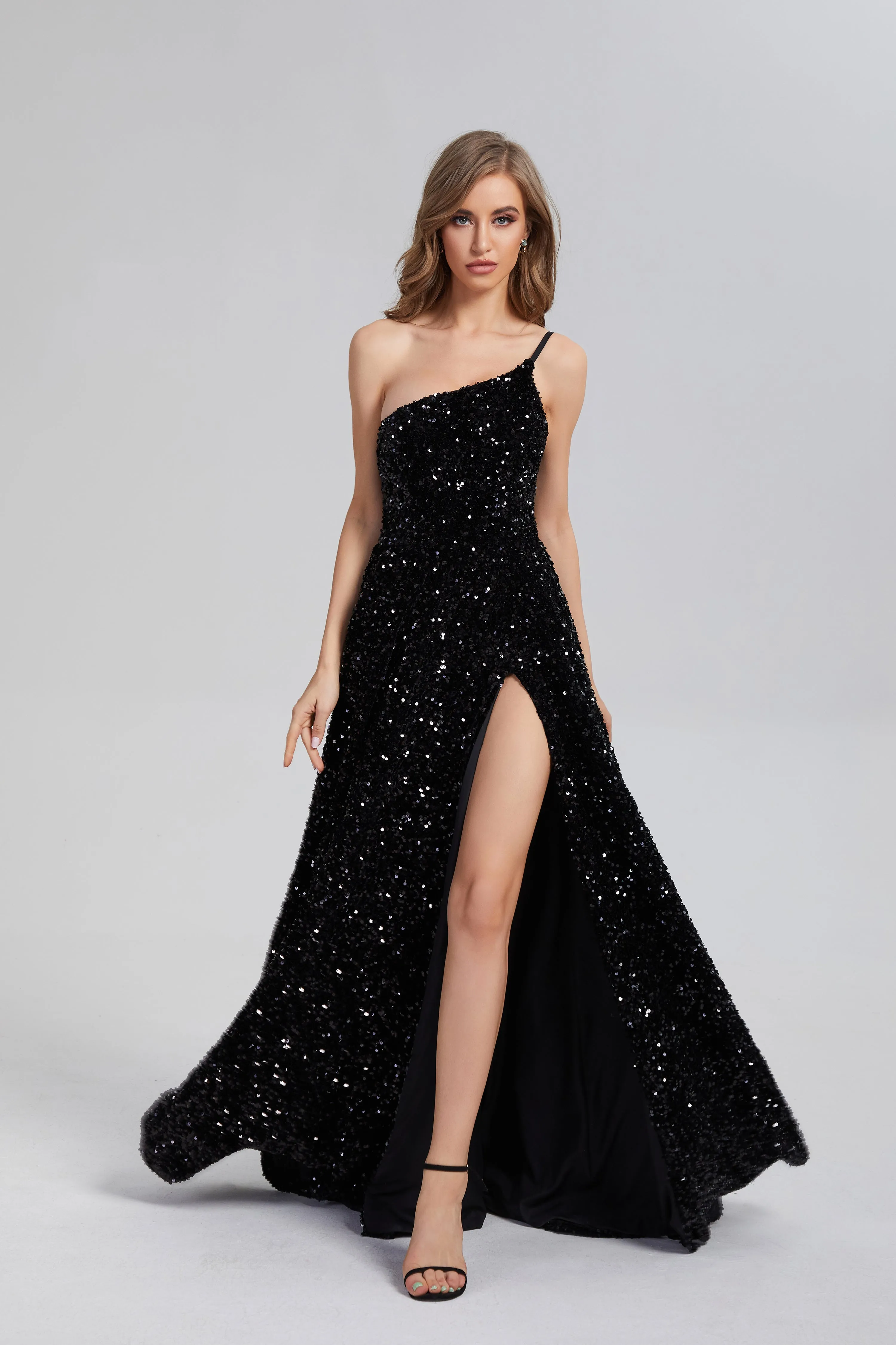 Sparkly One-Shoulder Evening Gowns