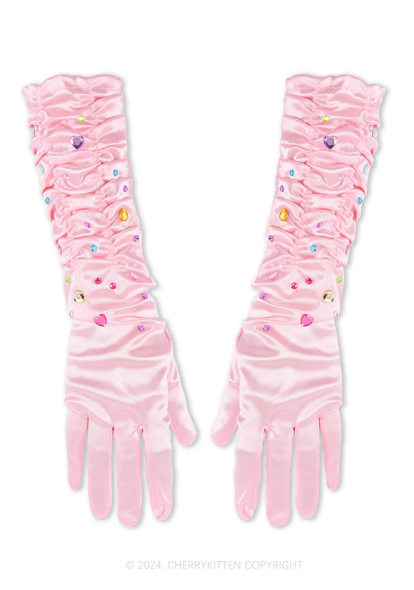 Y2K Pink Diamond Halloween Gloves by Cherrykitten