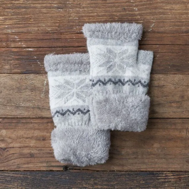 LEMON SNOWFLAKE FINGERLESS MITTENS