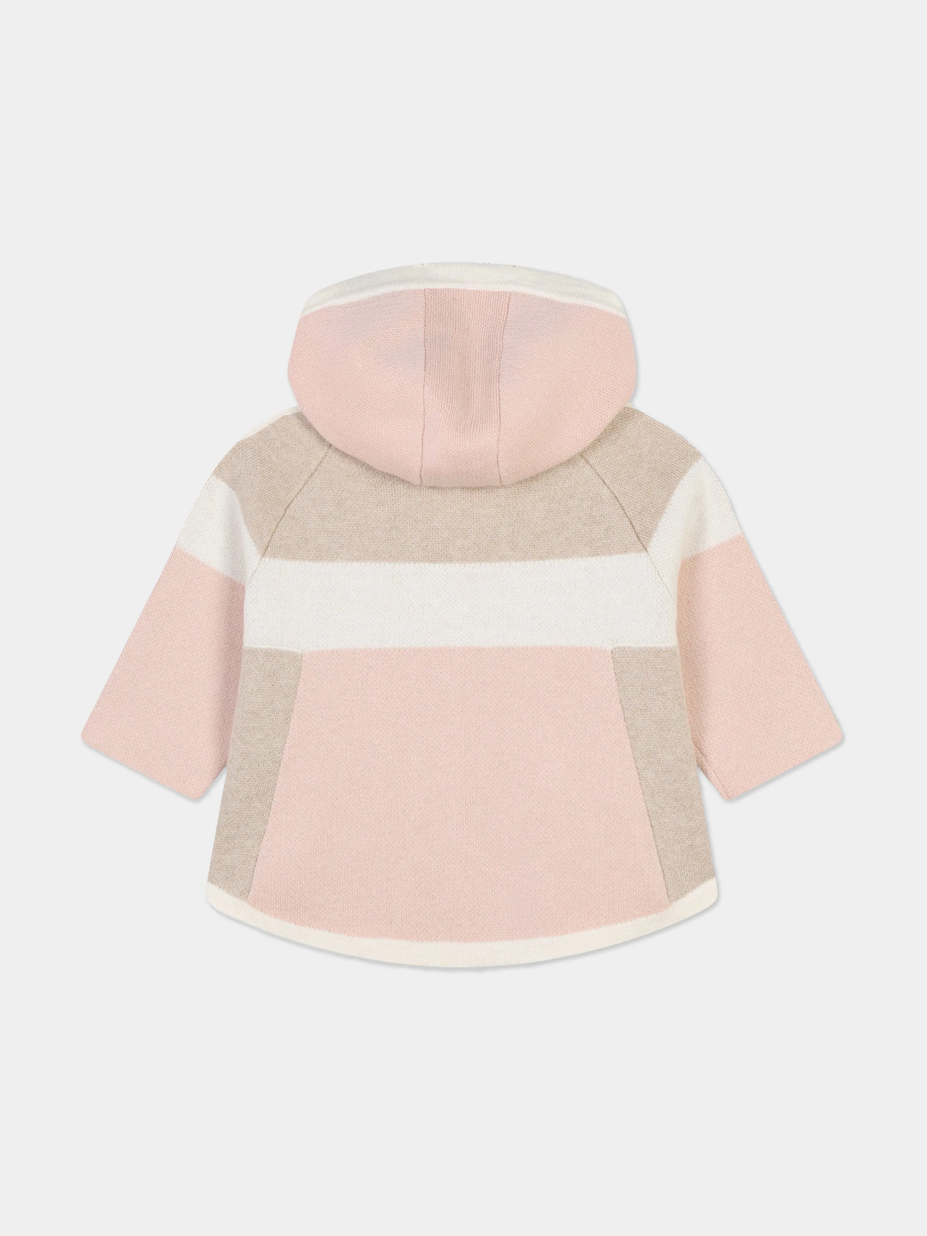 Chloé Pink Knitted Baby Girls' Hooded Coat