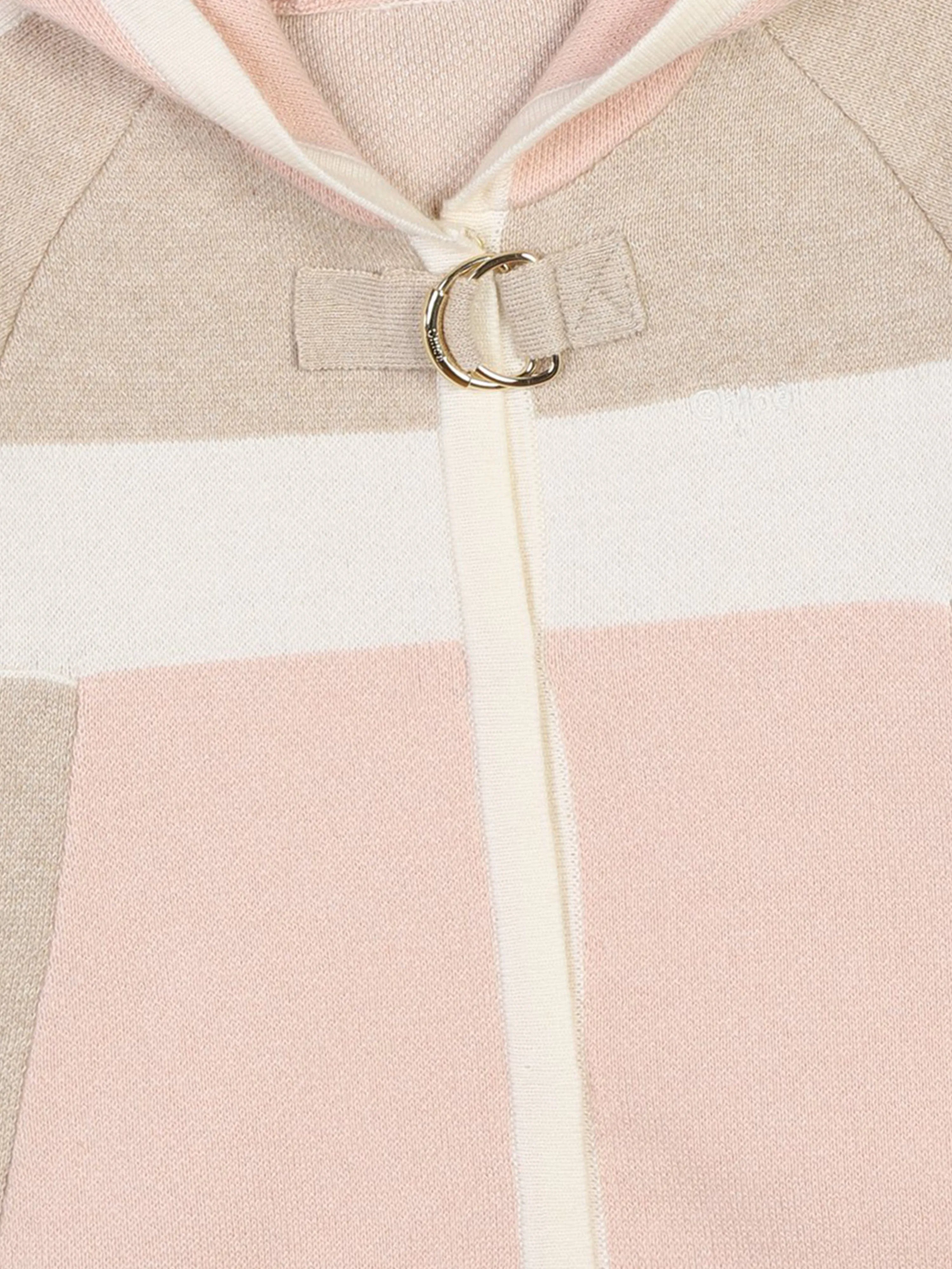 Chloé Pink Knitted Baby Girls' Hooded Coat