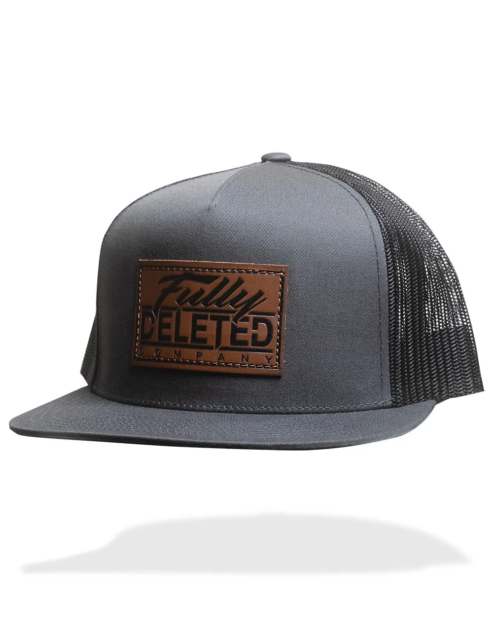 Grey Leather Snapback