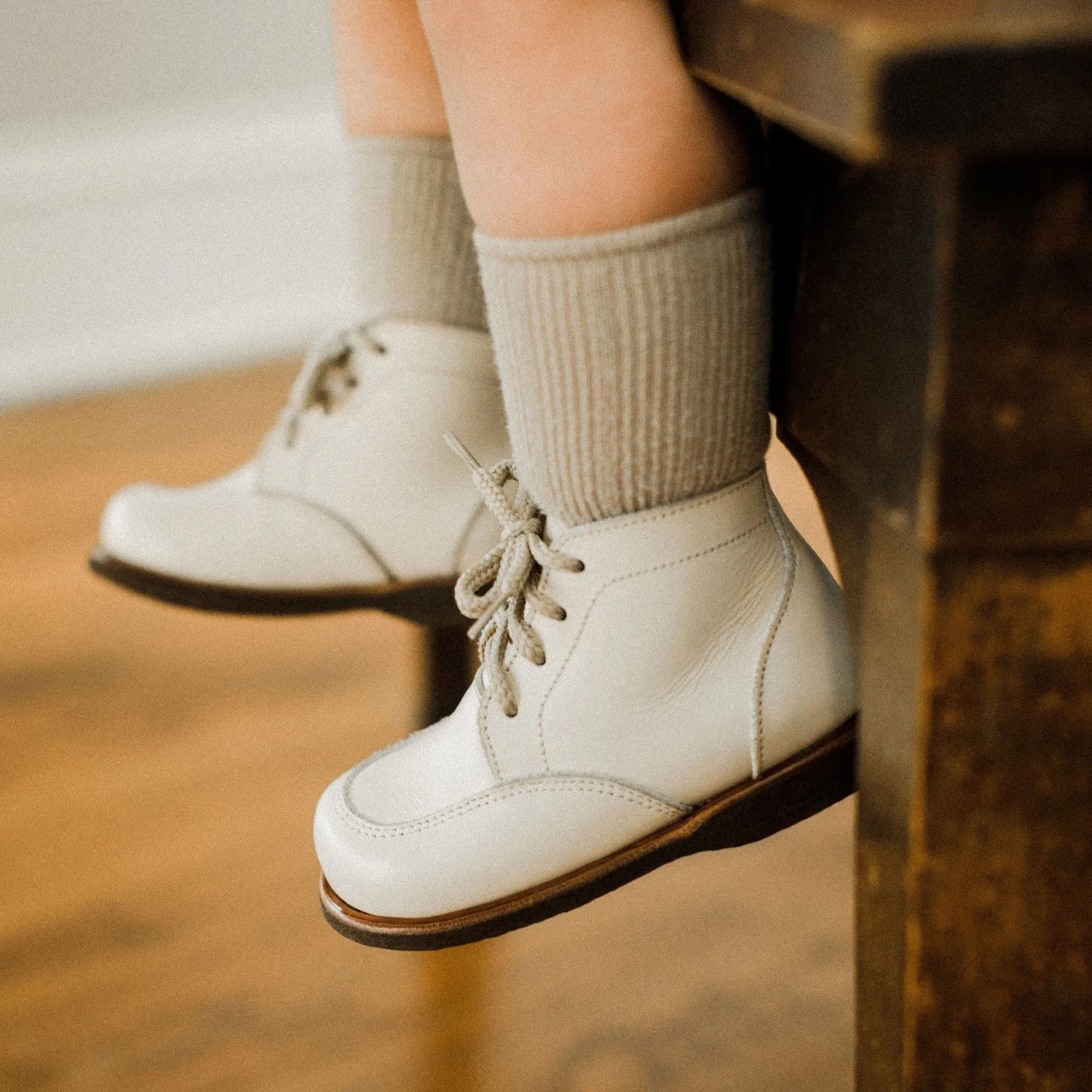 Cream Antigua Children's Leather Boots