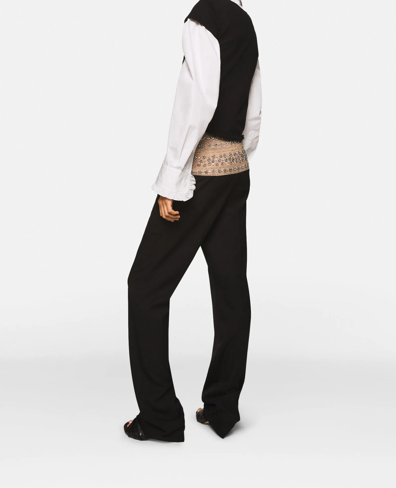 Crystal-Embellished Wool Trousers