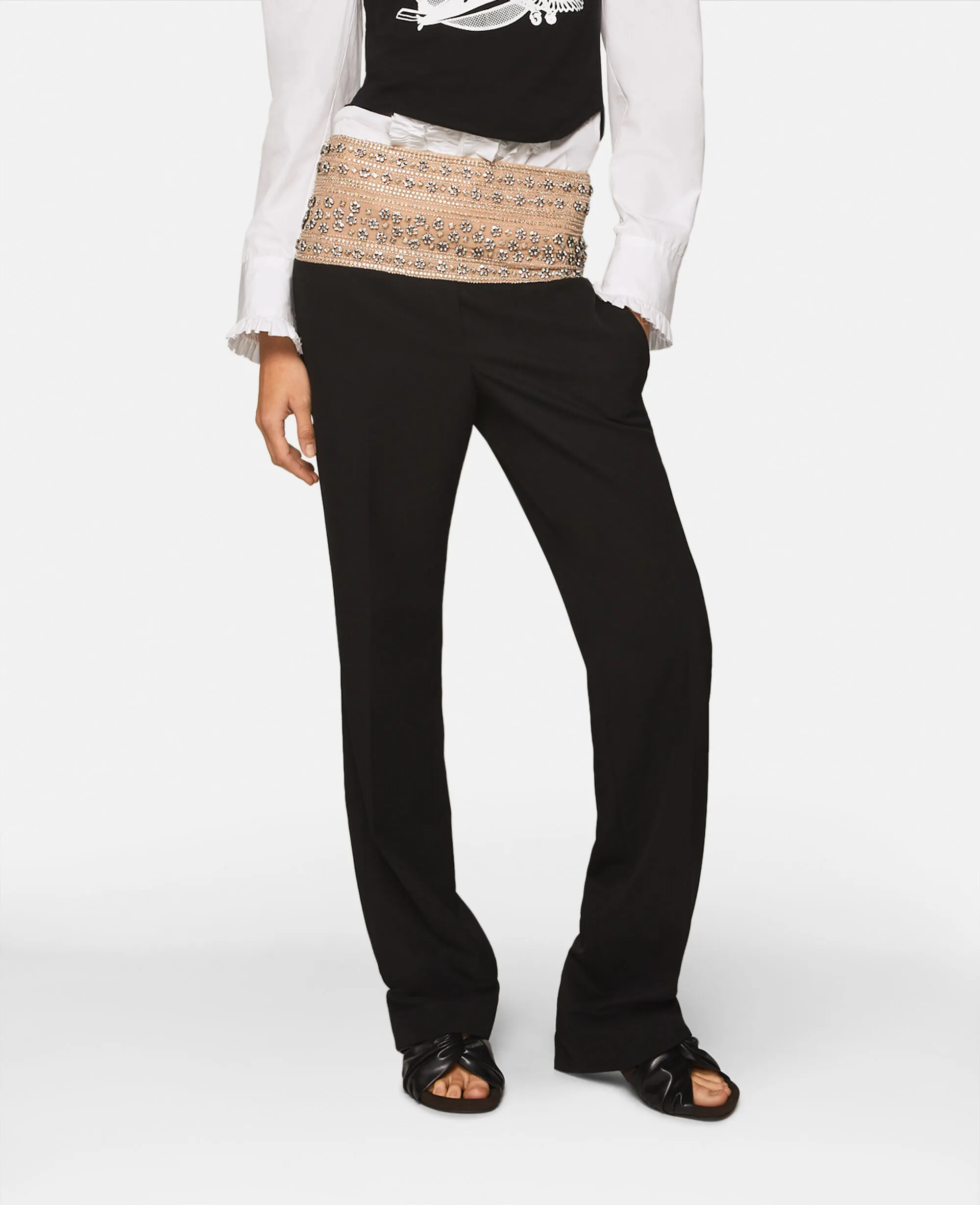 Crystal-Embellished Wool Trousers