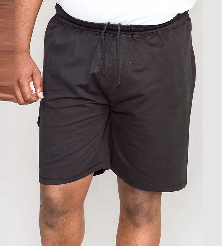 Black Lightweight Fleece Cotton Cargo Shorts