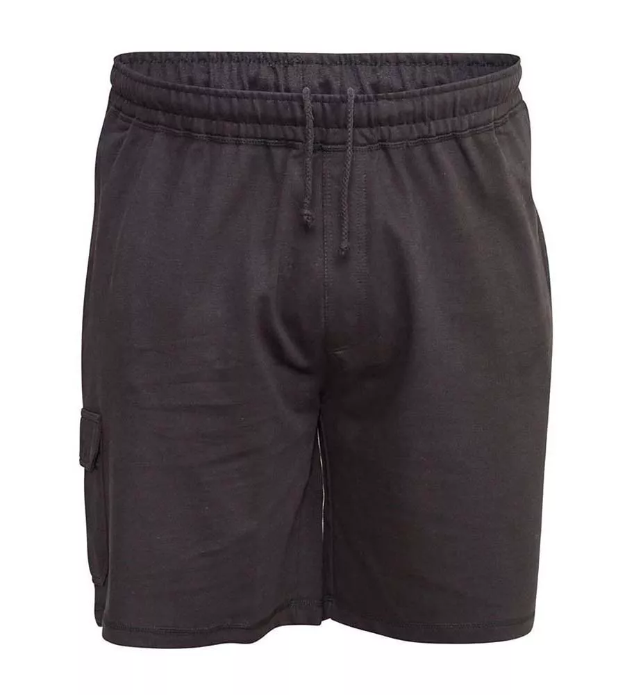 Black Lightweight Fleece Cotton Cargo Shorts