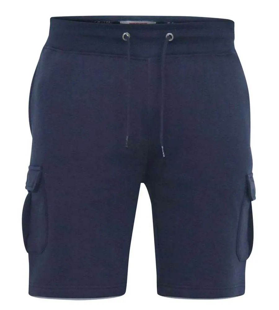 CYRUS 1 D555 Big Mens Navy Fleece Cargo Shorts With Elasticated Waist