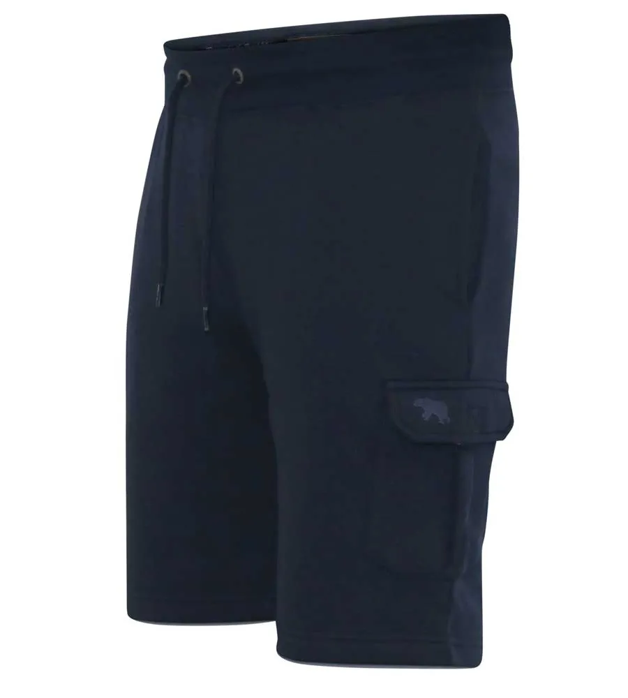 CYRUS 1 D555 Big Mens Navy Fleece Cargo Shorts With Elasticated Waist