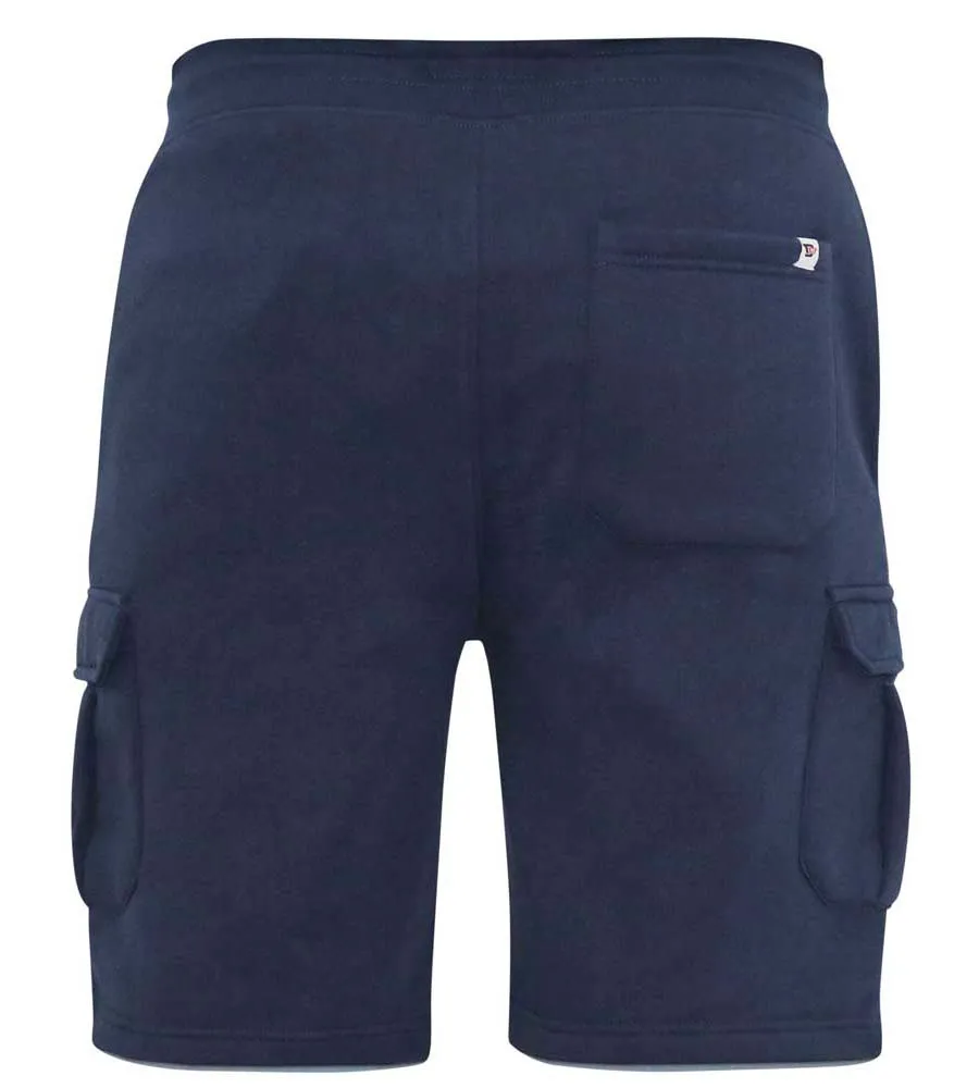 CYRUS 1 D555 Big Mens Navy Fleece Cargo Shorts With Elasticated Waist