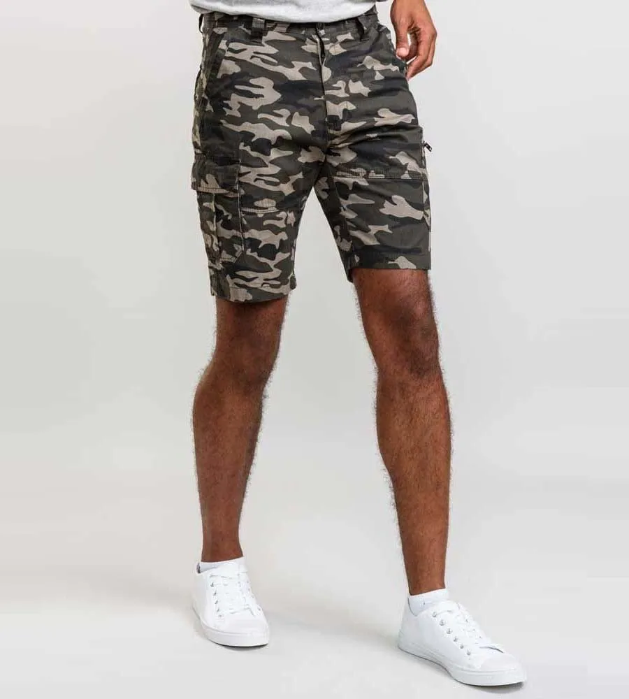 Camouflage Print Cargo Shorts