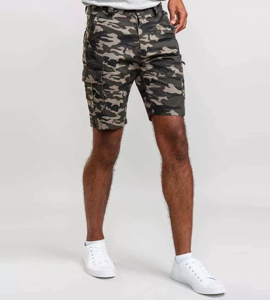 Camouflage Print Cargo Shorts